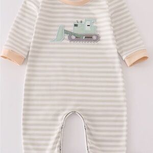 Striped Gray and Cream Kids One Piece
